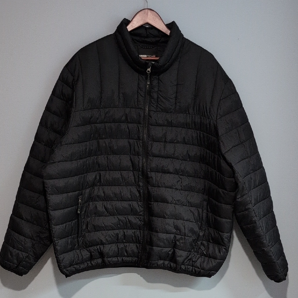 Swiss Tech Rich Black Puffer Men's Jacket Size 2XL